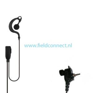 Communicatieset met G-vorm oorhanger en revers microfoon en PTT met MT1 Connector
