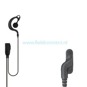 Incotech Communicatieset met G-vorm oorhanger en revers microfoon en inline PTT met Yaesu/Vertex mul