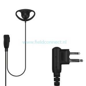Incotech DCH1040M1A Spreekluisterset met D-vorm luidspreker en revers Mic en PTT Motorola 2-pin conn