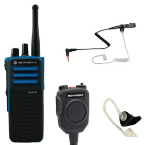 Oplossing 2 - Motorola DP4401Ex met ATEX schoudermicrofoon en maatwerk-flextube MEP-2G oortje